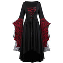 Gothic Halloween Dresses Women Vintage Witch Vampire Dress Dresses Up Carnival Party Dress Trumpet Sleeve Long Dress Plus Size