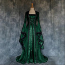 Halloween Cosplay Women Vintage Gothic Medieval Court Dress Flared Long Sleeve Floor Length Gown For Theme Stage Cosplay Show