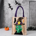 Halloween New Year's Eve Decorations Linen Tote Bag Fun Graphics, Unique Trick small Handbag, Pumpkin Candy Bag Accessory Props
