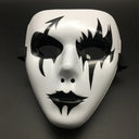Halloween Props Masquerade Performance Full Face Mask Hand-painted White Street Dance Adult Eye Mask Death Clown Black Gold