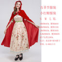 Halloween Retro Palace Dress Little Red Riding Hood Long Dress Cosplay Queen Character Performance Costume