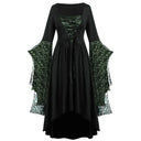 Gothic Halloween Dresses Women Vintage Witch Vampire Dress Dresses Up Carnival Party Dress Trumpet Sleeve Long Dress Plus Size