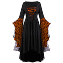 Gothic Halloween Dresses Women Vintage Witch Vampire Dress Dresses Up Carnival Party Dress Trumpet Sleeve Long Dress Plus Size