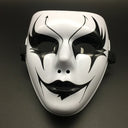 Halloween Props Masquerade Performance Full Face Mask Hand-painted White Street Dance Adult Eye Mask Death Clown Black Gold