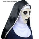 Horror The Nun Mask Cosplay Scary Bloody Demon Ghost Face Latex Masks with Headscarf Halloween Party Costume Terrifying Design