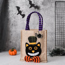 Halloween New Year's Eve Decorations Linen Tote Bag Fun Graphics, Unique Trick small Handbag, Pumpkin Candy Bag Accessory Props