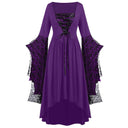 Gothic Halloween Dresses Women Vintage Witch Vampire Dress Dresses Up Carnival Party Dress Trumpet Sleeve Long Dress Plus Size