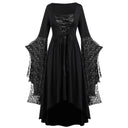 Gothic Halloween Dresses Women Vintage Witch Vampire Dress Dresses Up Carnival Party Dress Trumpet Sleeve Long Dress Plus Size