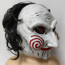 Halloween horror character costume mask, featuring black hair latex full-face mask, suitable for Halloween costume parties, haun
