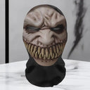 Halloween Ghost Face Full Mask, 3D Printed Stretchable Mesh, Comically Horrifying Cosplay Party Skull Headdress.