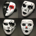 Halloween Props Masquerade Performance Full Face Mask Hand-painted White Street Dance Adult Eye Mask Death Clown Black Gold