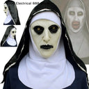 Horror The Nun Mask Cosplay Scary Bloody Demon Ghost Face Latex Masks with Headscarf Halloween Party Costume Terrifying Design