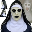 Horror The Nun Mask Cosplay Scary Bloody Demon Ghost Face Latex Masks with Headscarf Halloween Party Costume Terrifying Design