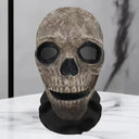 Halloween Ghost Face Full Mask, 3D Printed Stretchable Mesh, Comically Horrifying Cosplay Party Skull Headdress.