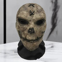 Halloween Ghost Face Full Mask, 3D Printed Stretchable Mesh, Comically Horrifying Cosplay Party Skull Headdress.