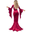 Halloween Bat Witch Dress Womens Gothic Vampire Ghost Bride Long Gown Look Bell Sleeve Masquerade Party Performance