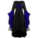 Gothic Halloween Dresses Women Vintage Witch Vampire Dress Dresses Up Carnival Party Dress Trumpet Sleeve Long Dress Plus Size