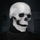 Halloween Horror Mask 3D Reality Full Head Skull Movable Jaw Helmet Latex Scary Skeleton Mask Carnival Cosplay Decoration Props
