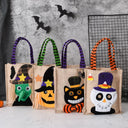 Halloween New Year's Eve Decorations Linen Tote Bag Fun Graphics, Unique Trick small Handbag, Pumpkin Candy Bag Accessory Props