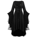Gothic Halloween Dresses Women Vintage Witch Vampire Dress Dresses Up Carnival Party Dress Trumpet Sleeve Long Dress Plus Size