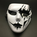 Halloween Props Masquerade Performance Full Face Mask Hand-painted White Street Dance Adult Eye Mask Death Clown Black Gold