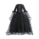 Halloween Dress For Girls Evil Witch Cosplay Costumes Children Lace Ruffles Floor Length Outfits Kids Carnival Festival Frocks
