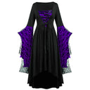 Gothic Halloween Dresses Women Vintage Witch Vampire Dress Dresses Up Carnival Party Dress Trumpet Sleeve Long Dress Plus Size